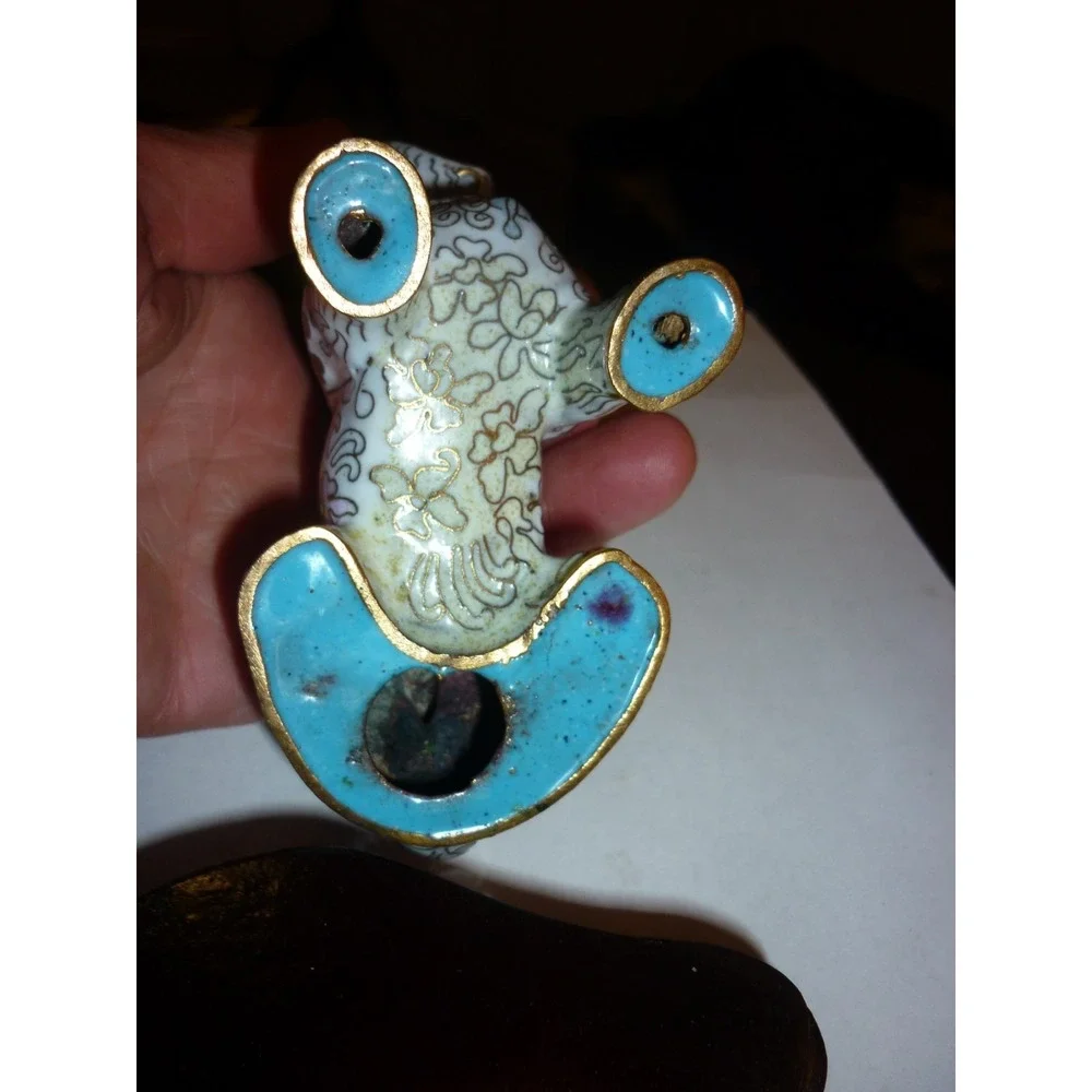 Vintage Chinese Cloisonne Dog Figurine Statue 3x4